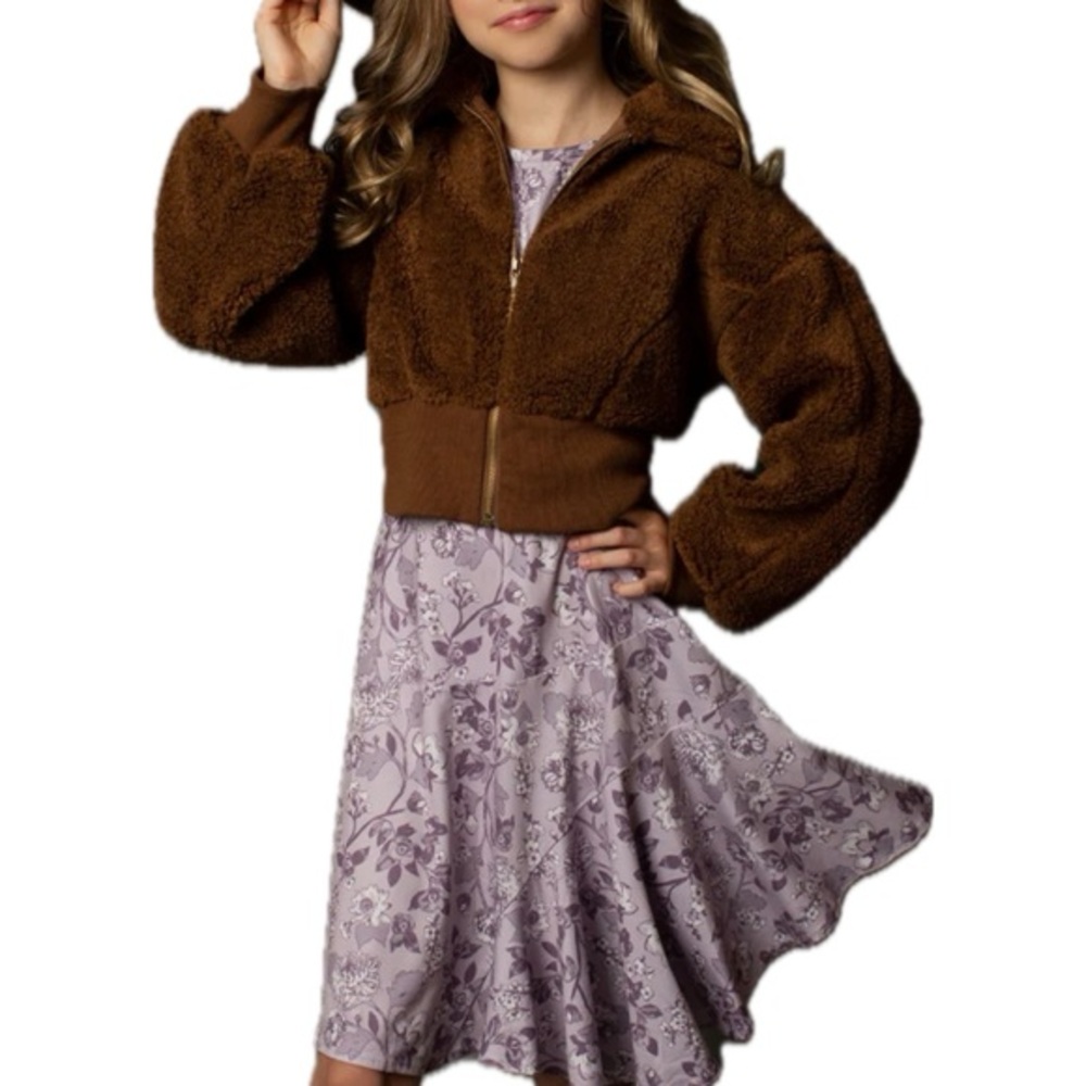 Joyfolie Kids Luxe Teddie Jacket in Brown